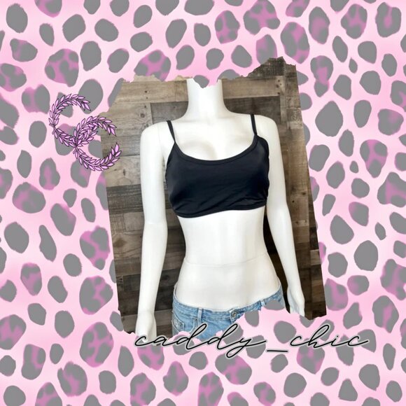 NWT VS PINK Convertible Scoop Swim Top - Black, Size Large (DD) - Picture 1 of 9